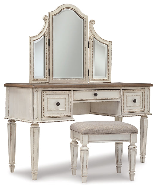 Realyn Vanity/Mirror/Stool (3/CN)