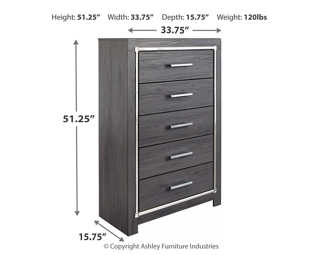 Lodanna Queen Panel Bed with 2 Storage Drawers with Mirrored Dresser and Chest