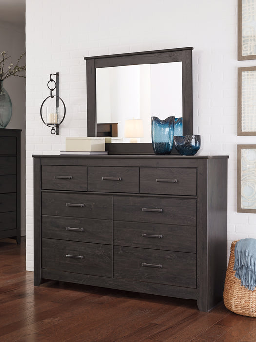 Brinxton Full Panel Bed with Mirrored Dresser, Chest and Nightstand