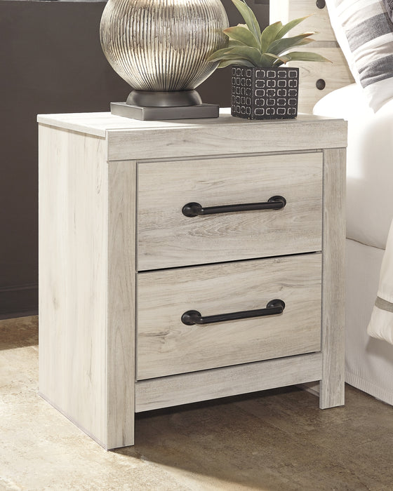 Cambeck Queen Panel Bed with 2 Storage Drawers with Mirrored Dresser and Nightstand