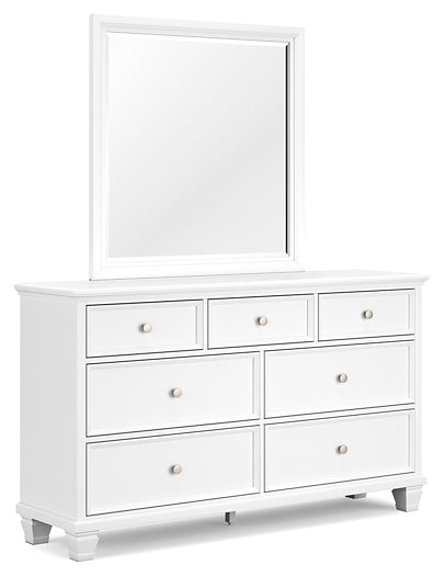 Fortman King Panel Bed with Mirrored Dresser