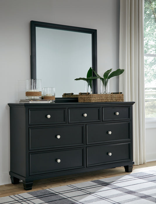 Lanolee Full Panel Bed with Mirrored Dresser and 2 Nightstands