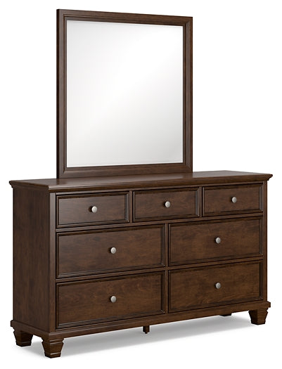 Danabrin California King Panel Bed with Mirrored Dresser and Nightstand