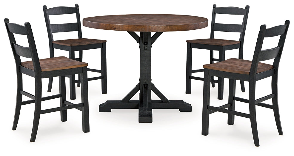 Valebeck Counter Height Dining Table and 4 Barstools with Storage