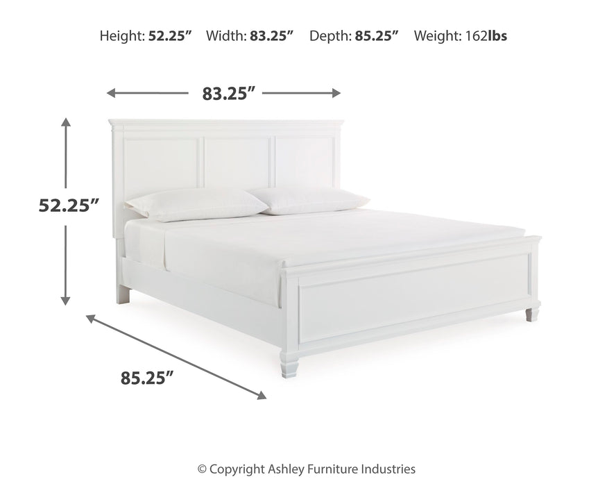 Fortman King Panel Bed with Mirrored Dresser