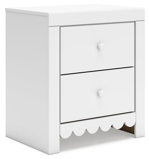 Mollviney Twin Panel Headboard with Mirrored Dresser, Chest and Nightstand