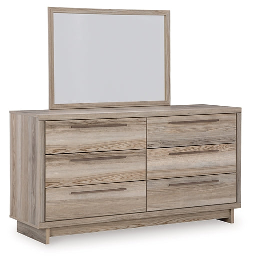 Hasbrick Queen Panel Bed with Mirrored Dresser, Chest and Nightstand